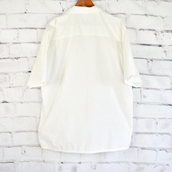 Bruno Embroidered White Pleated  Short Sleeve Button Up Shirt XL - Picture 6 of 7